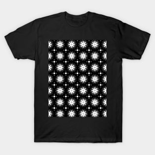 black and white flower pattern T-Shirt